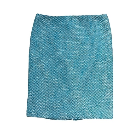 Talbots Blue Turquoise & White Texturized Tweed Pencil Skirt US 4P - Picture 1 of 9